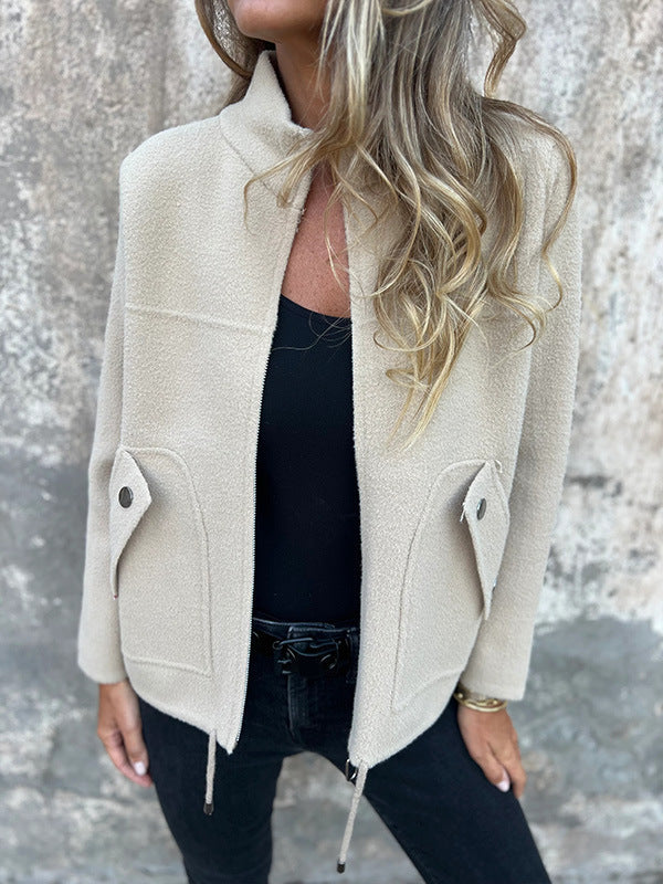 Krohn-e | Fleecejacke mit strukturiertem Stehkragen