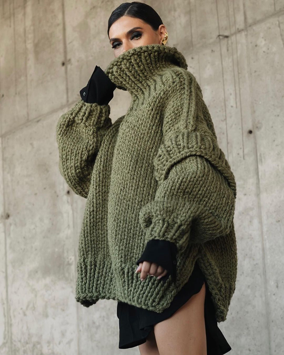 Krohn-e | Strick Oversize Rollkragenpullover für Damen