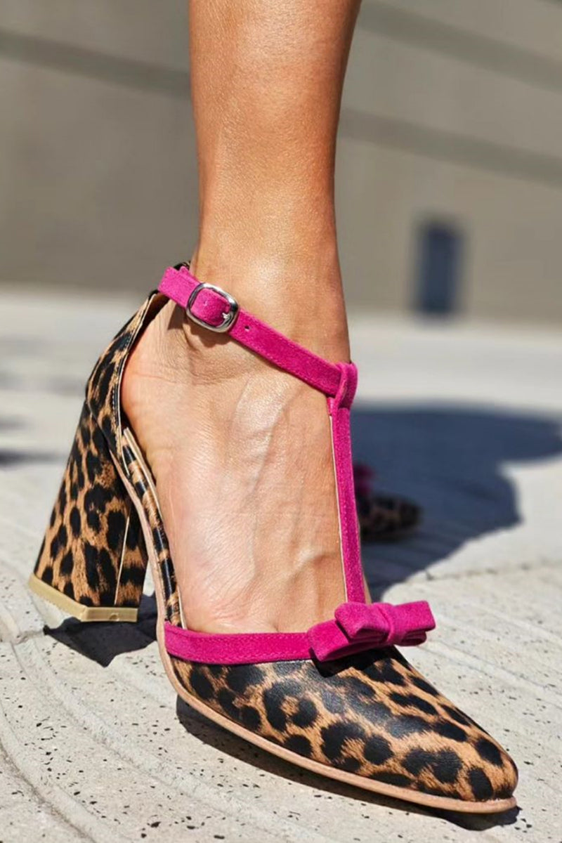 KROHN-E Damen Stiletto-Sandalen Leoparden-Print Grün