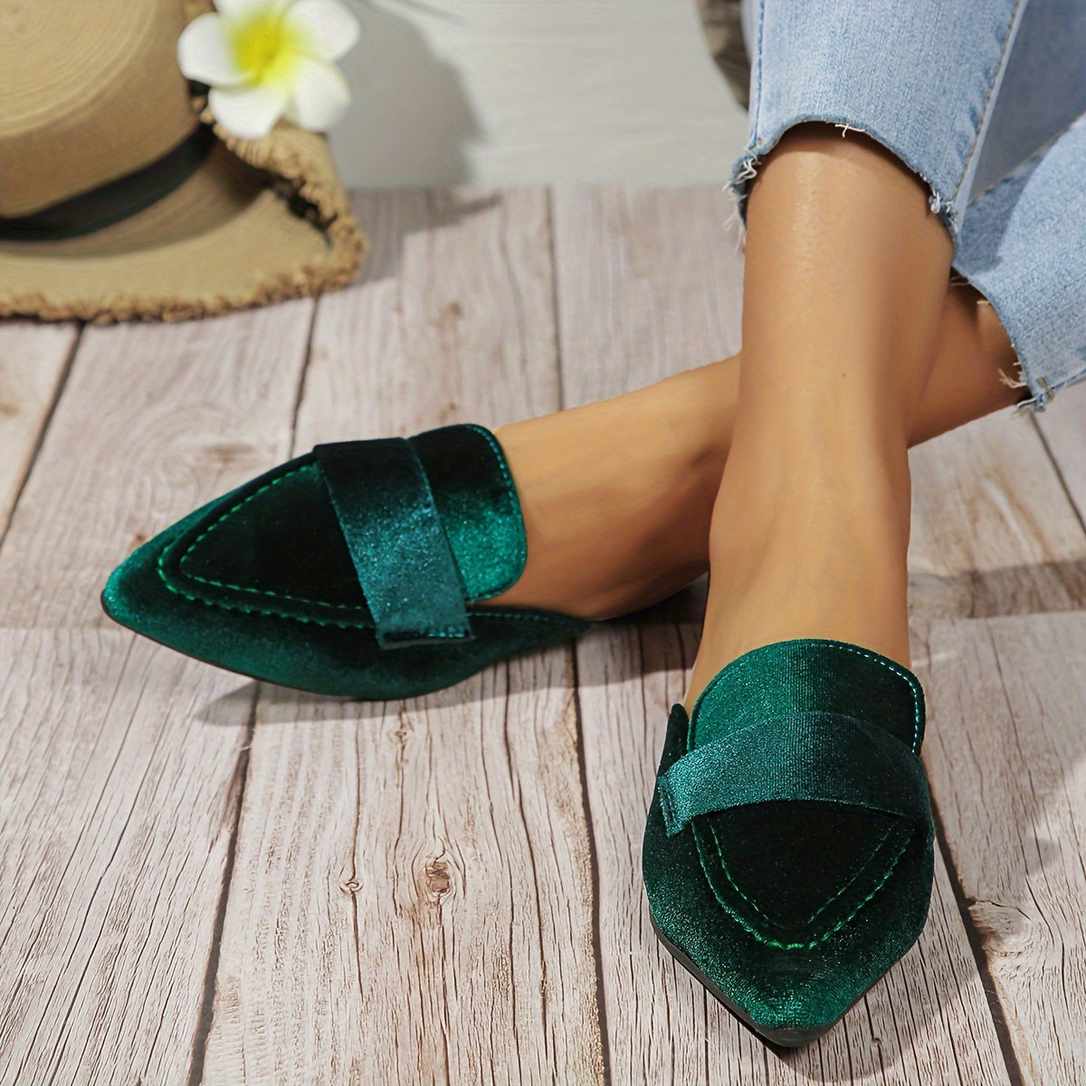 Reta Damen-Pantoletten mit geschlossenem Zehenbereich und Slip-on Design
