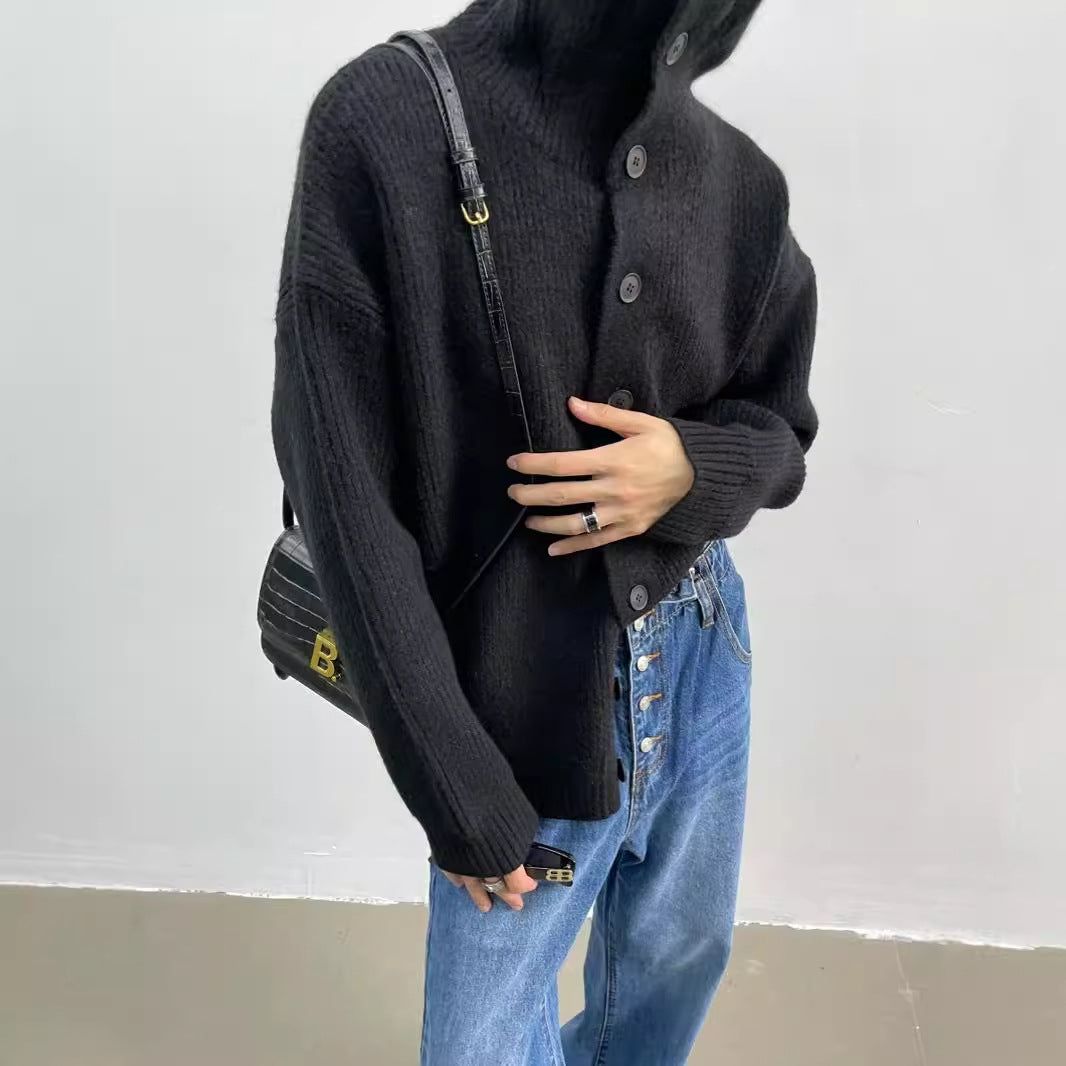 Krohn-e | Rippstrick-cardigan mit Knöpfen Weich und Warm Lässige Eleganz