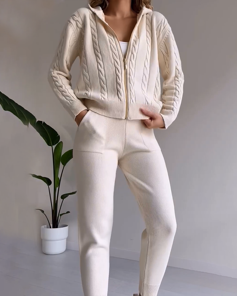 Krohn-e | Jacquard-Strickjacken-Set mit Twist-Design