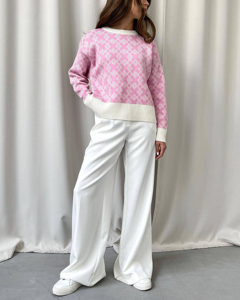Krohn-e | Muster Strickpullover Weich und Trendy Statement-look