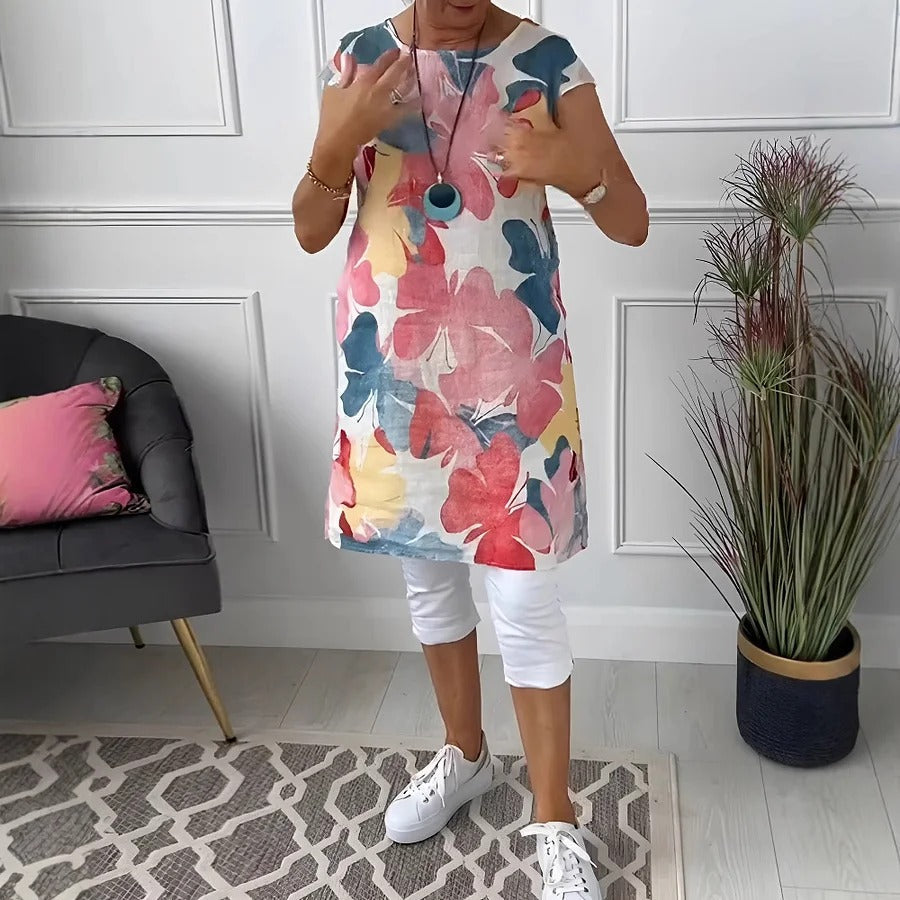 KROHN-E Damen Sommerkleid Ärmellos Leichter Stoff Rosa
