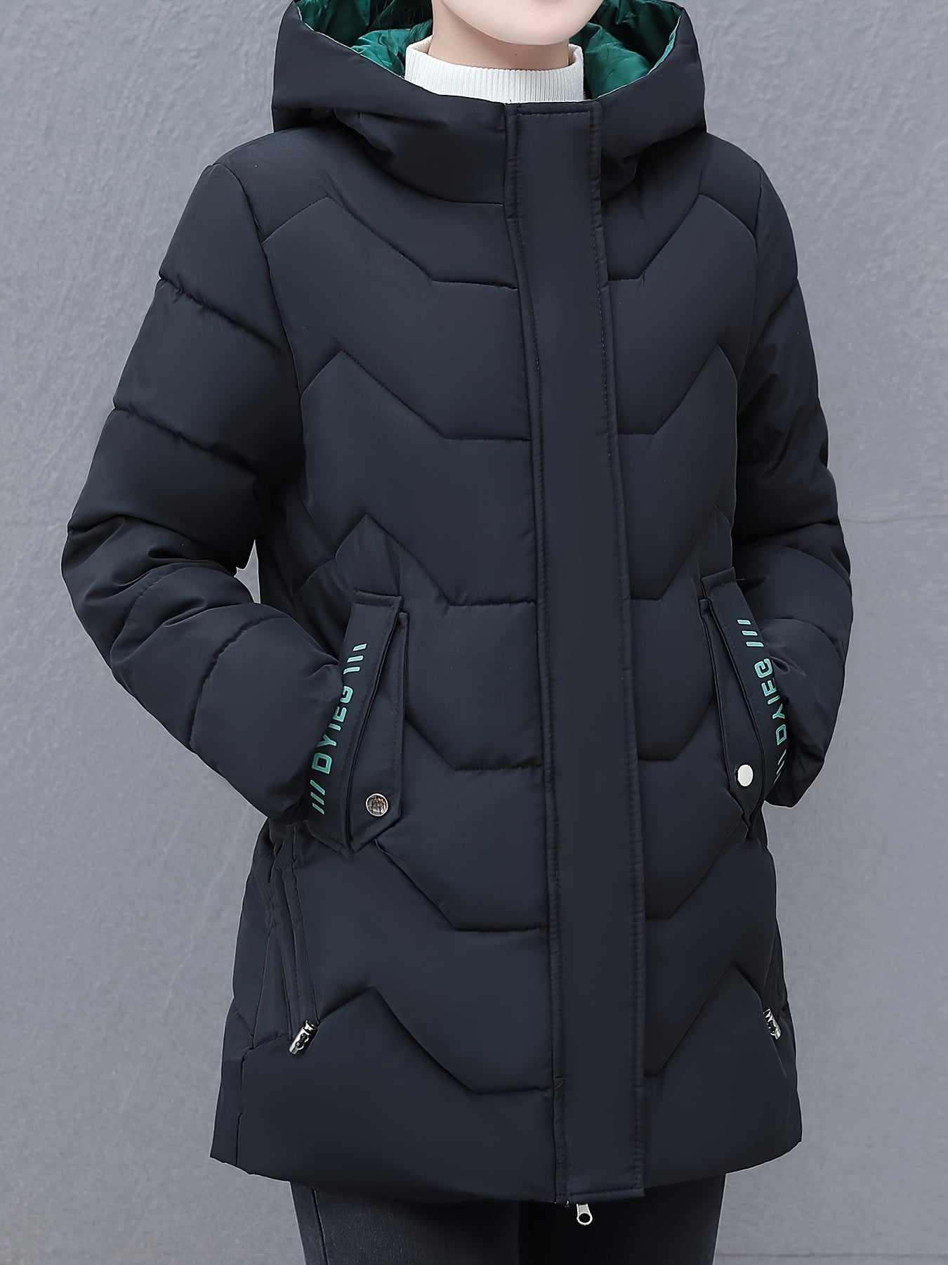 Krohn-e | Langes, lässiges Damen-Daunenjacke mit Kapuze