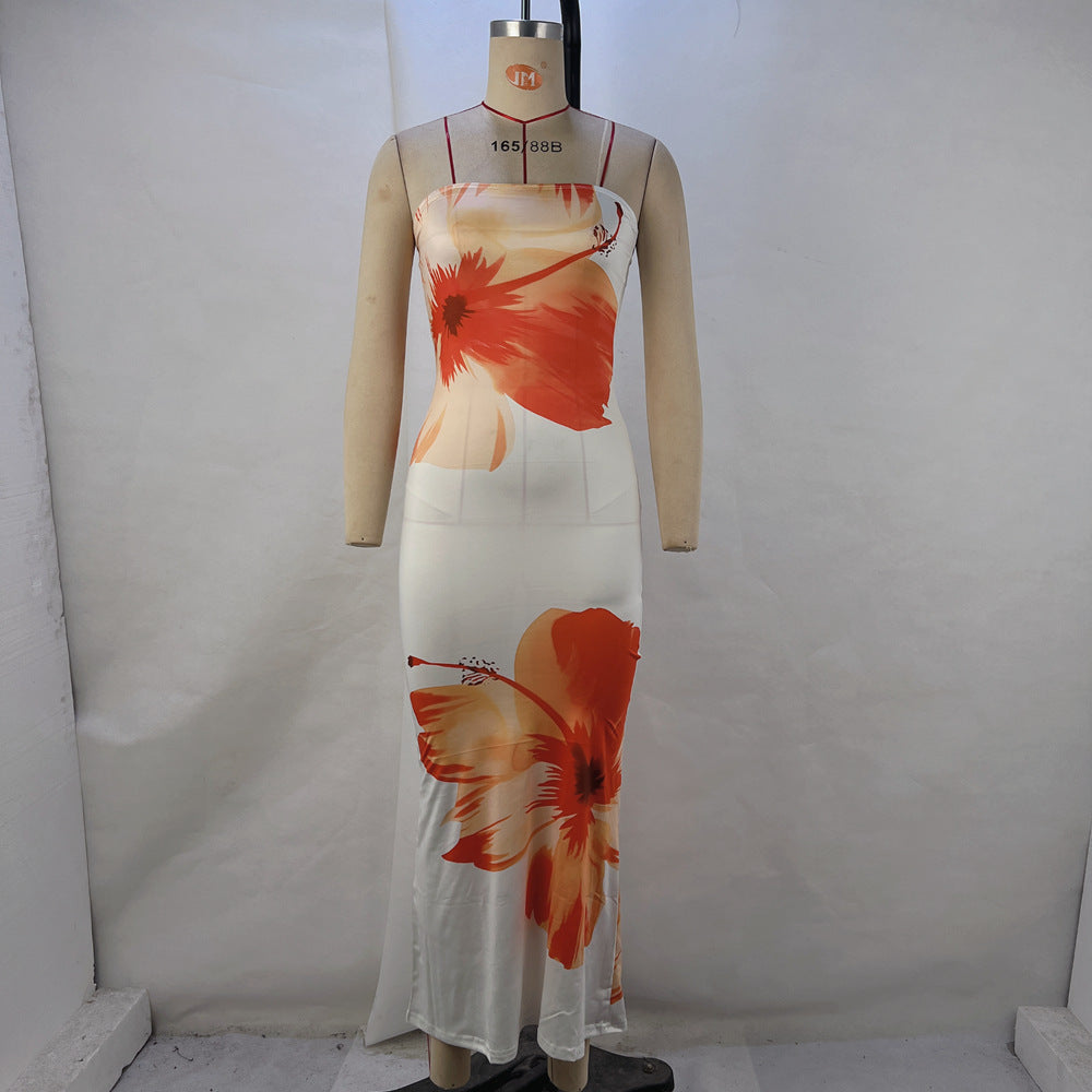 Fudus Damen Sommerkleid: Gedruckt, taillenbetont, modisch