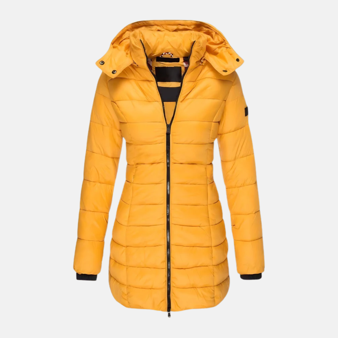 Krohn-e | Pufferjacke - Slim Fit - Gepolstert - Mittellang - Mit Kapuze und Rippbündchen