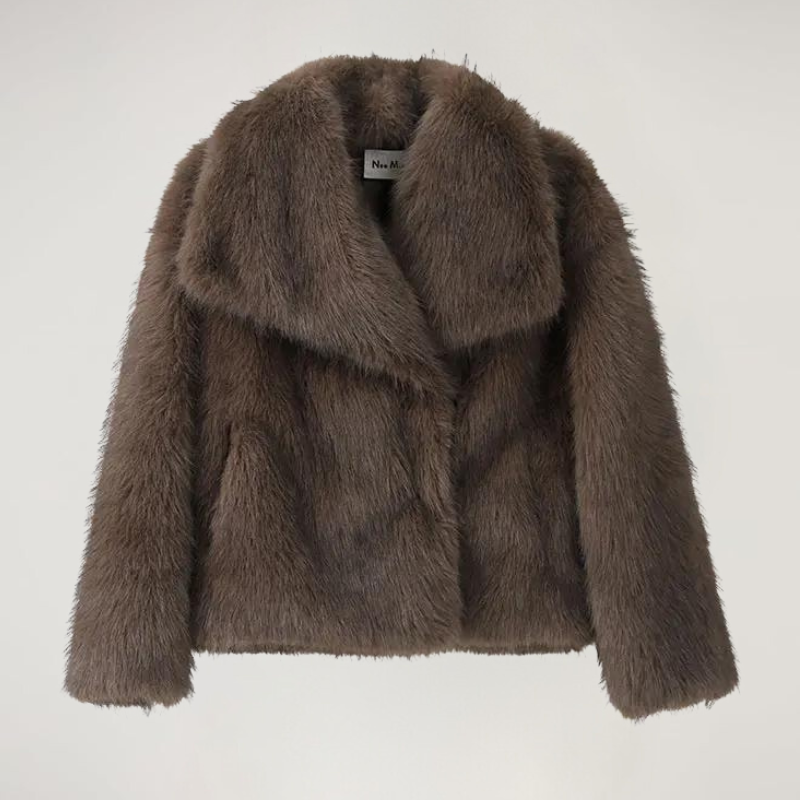 Krohn-e | Mantel - Kunstfell - Übergroßer Kragen - Lockere Passform - Luxus-Stil