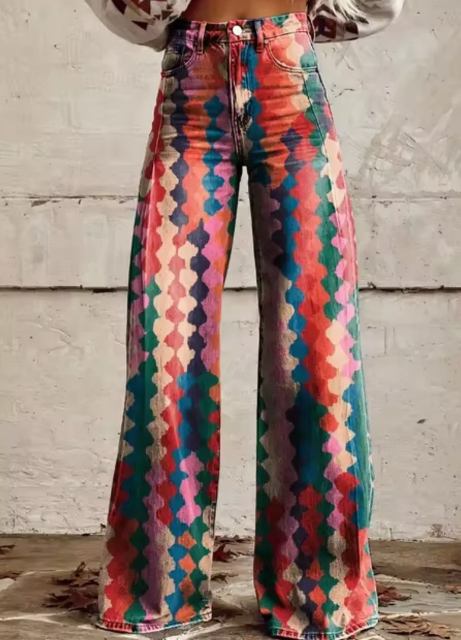 Weite Hose von Paola mit buntem Druck