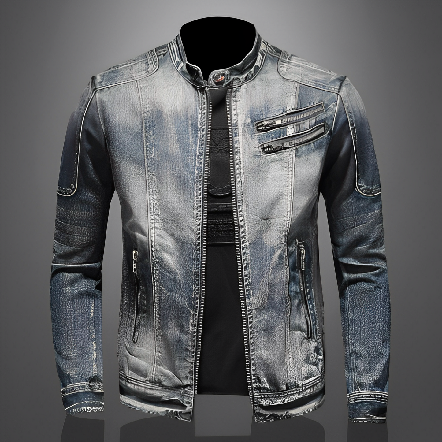 Krohn-e | Stylische Jeansjacke mit Taschen für Männer