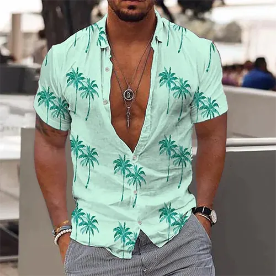 Herren-Sommerhemd mit Palmenprint