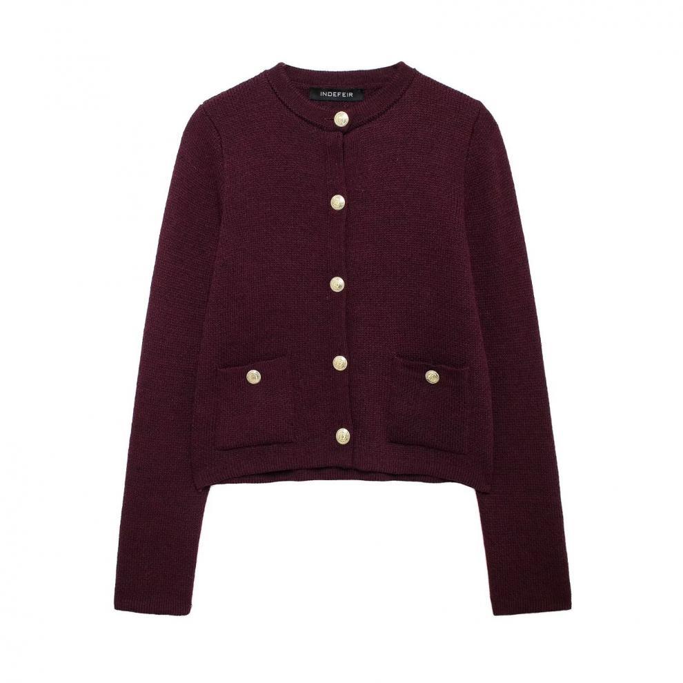 Krohn-e | Lässiger Cardigan mit goldenem Knopfverschluss für Damen