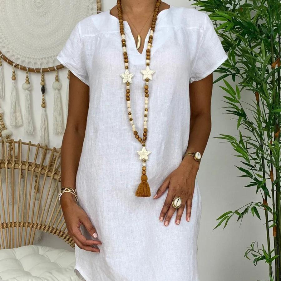 Damen-Sommerkleid mit V-Ausschnitt