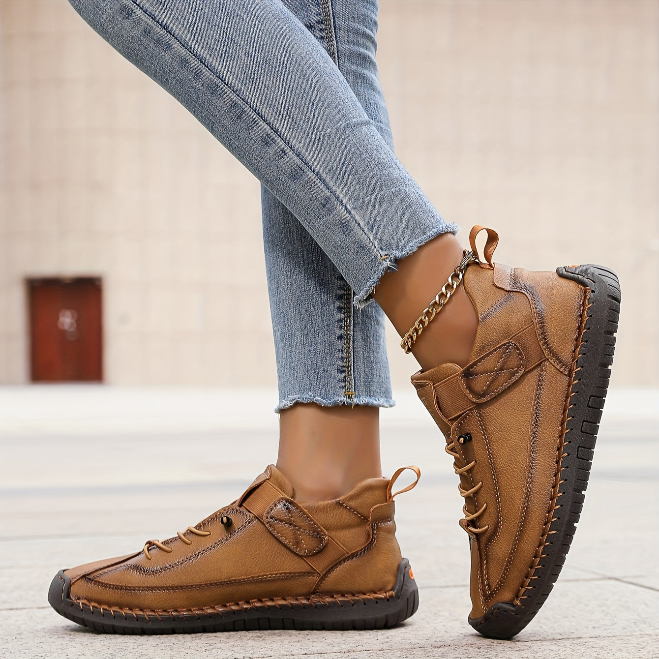 Lotte | Damen-Flachschuhe mit Schnürung und Klettverschluss