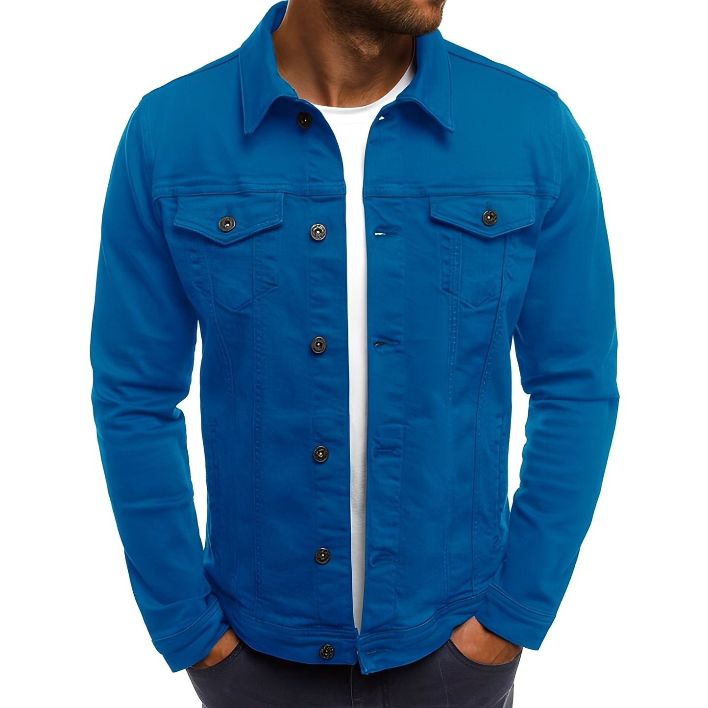 Krohn-e | Stylische Denimjacke mit Taschen für Männer