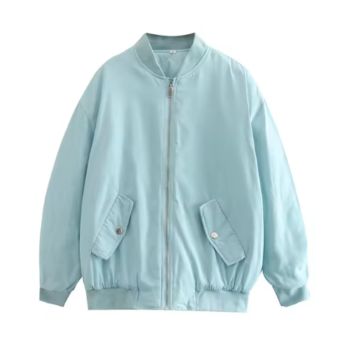 Baumwolljacke Cleo: figurbetonte, unifarbene Stehkragenjacke