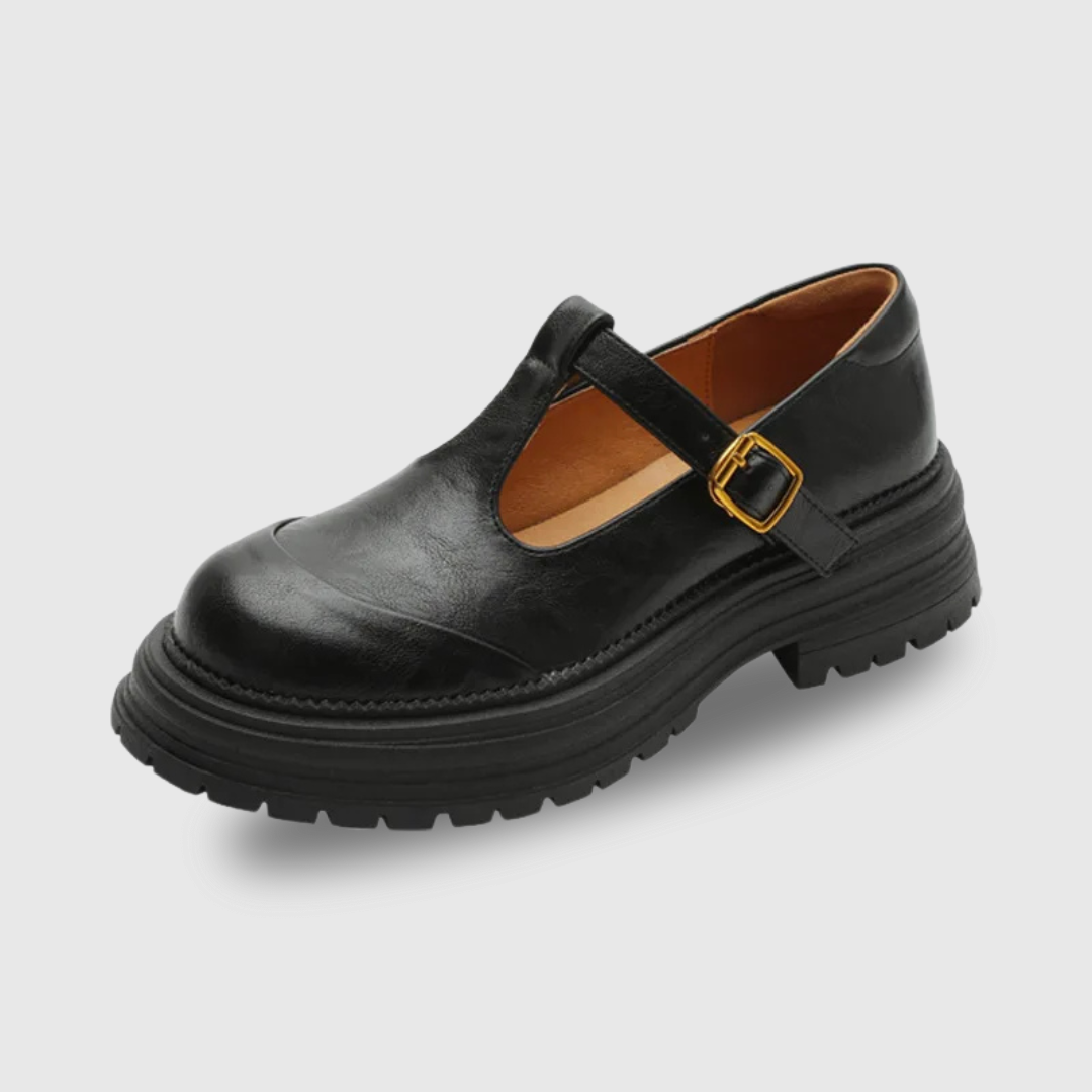 KROHN-E Damen T-Bar Mary Jane Schuhe Runde Zehenpartie Niedrig