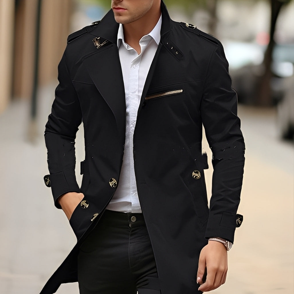 Krohn-e | Eleganter Trenchcoat mit umgekehrtem Kragen für Männer