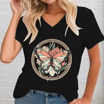 Fudus V-Neck bedrucktes Shirt