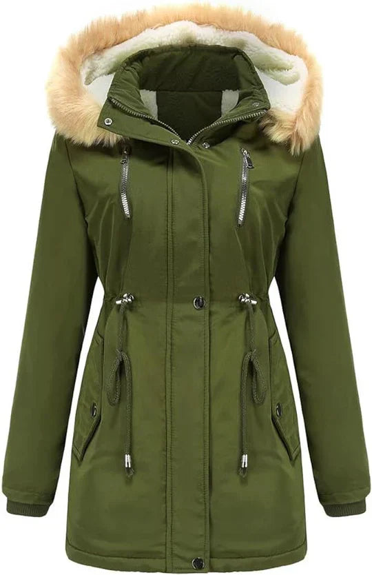 Krohn-e | Langer Mantel mit Kapuze Aus Kunstfell und Fleece-Futter