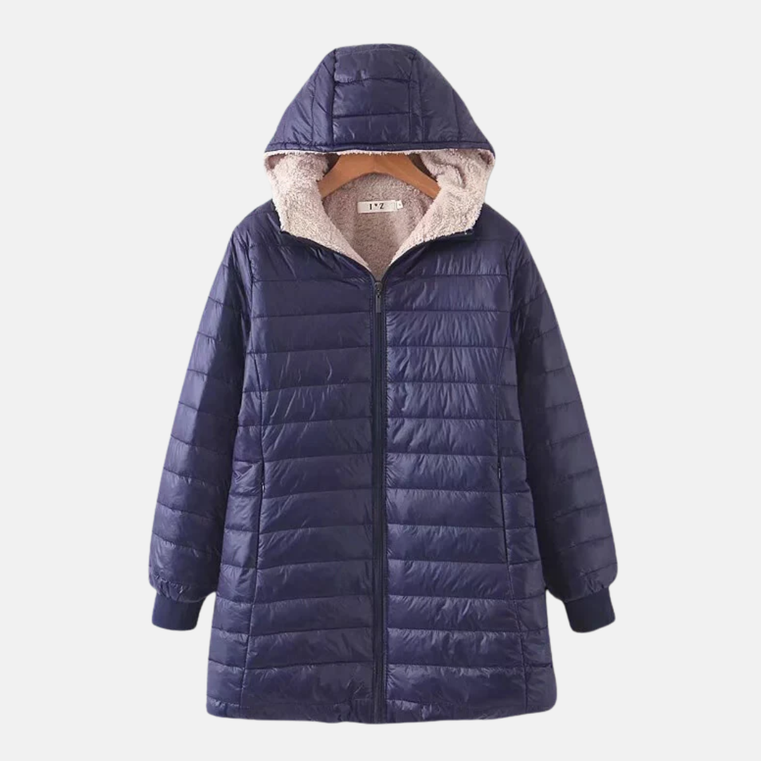 Krohn-e | Steppjacke - Mittellang - Lockere Passform - Fleece-Futter - Kapuze