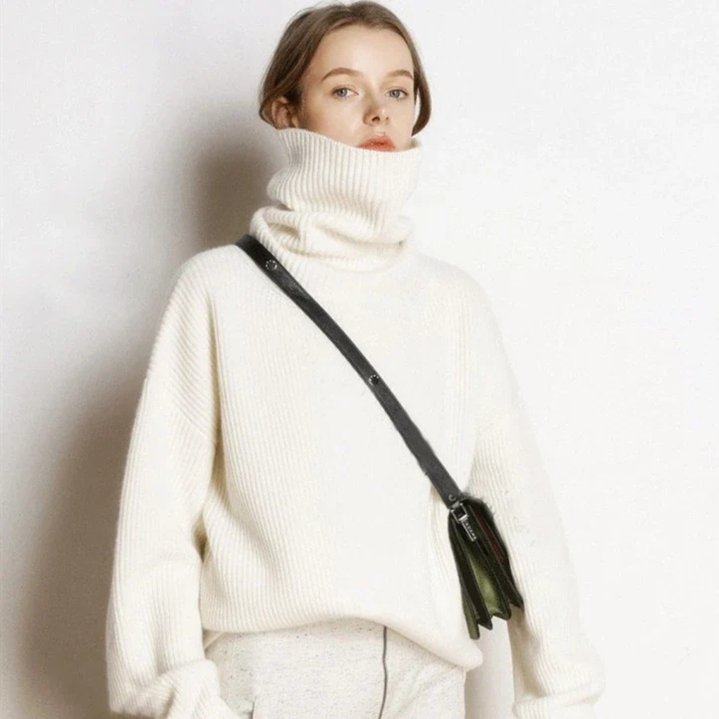 Krohn-e | Pullover - Damen Herbst Oversized Polokragen Pullover