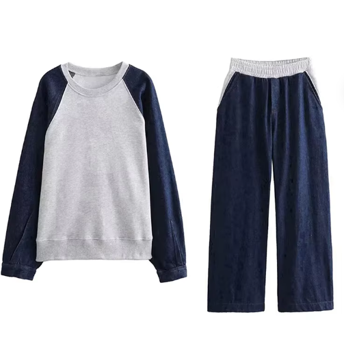 Danna Damenhose Set aus Jeans mit Splissen