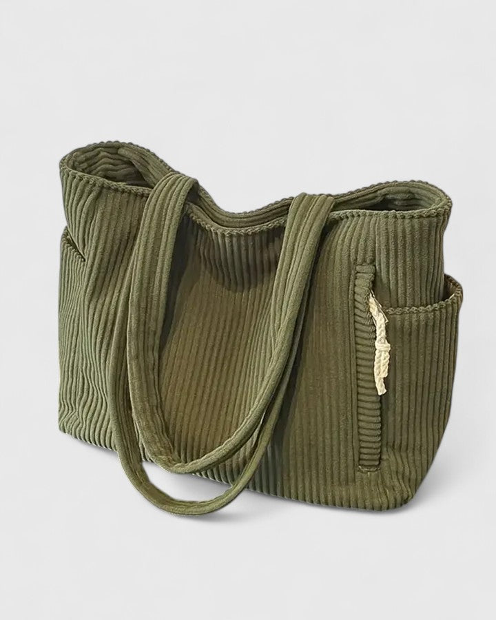 KROHN-E Damen Handtasche geriffelt strukturiert geräumig Innenraum Alltagstasche