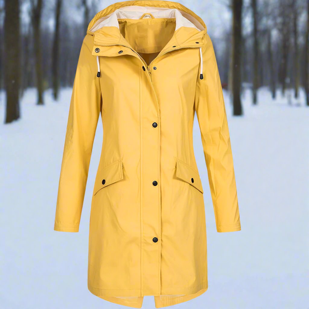 Krohn-e | Kapuzen-Regenjacke - Lockere Passform Mid-Thigh Regenjacke