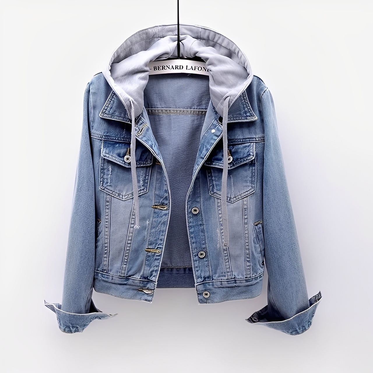 Krohn-e | Stilvolle Jeansjacke mit abnehmbarer Kapuze für Frauen
