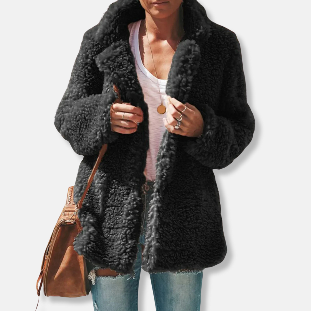 Krohn-e | Fleece Teddy Mantel | Oversized Reverskragenmantel