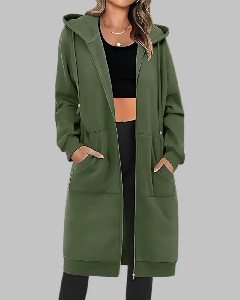 Krohn-e | Lässige Zip-Up Übergroße Lange Jacke