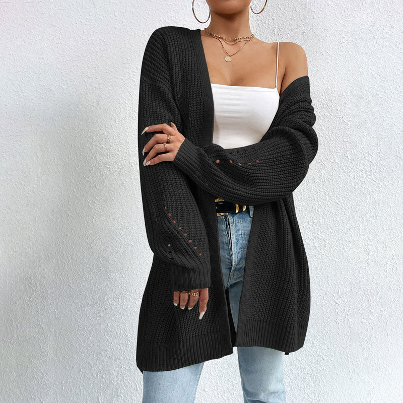 Krohn-e | Einfarbige Elegante Strickjacke mit Taschen