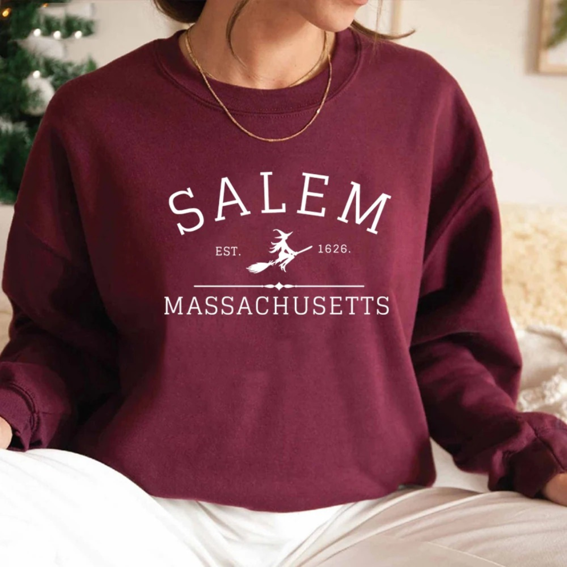 Komfortabler Grafik-Sweatshirt für Damen mit Salem-Druck