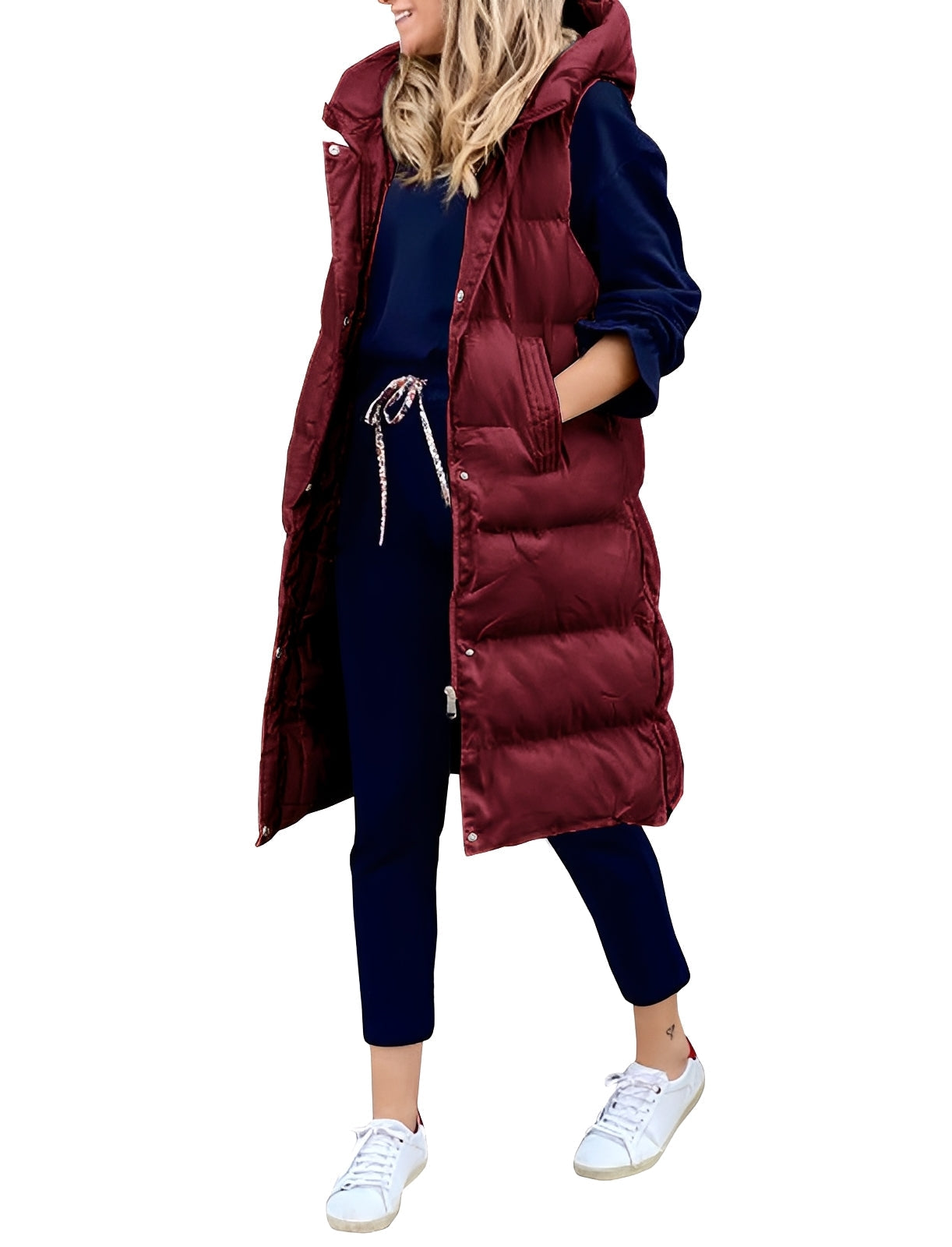 Krohn-e | Stylischer, Ärmelloser, Langer Weste-Mantel für Damen