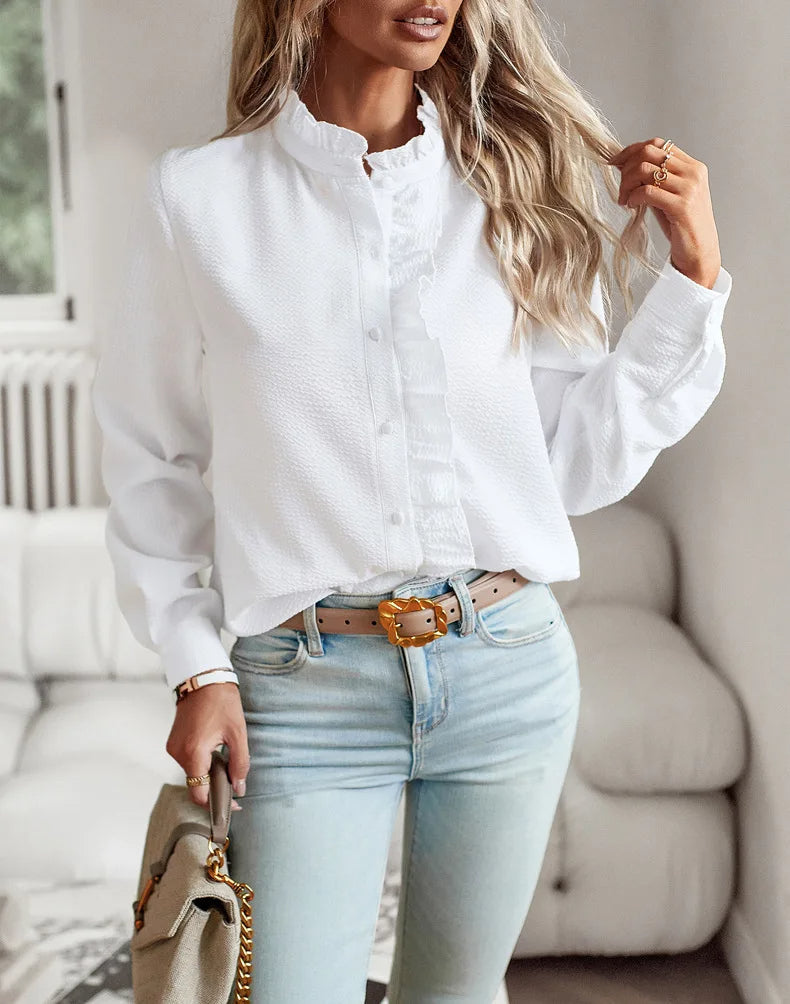 Krohn-e | Bluse mit Rüschendetails Leicht und Stilvoll Femininer Touch