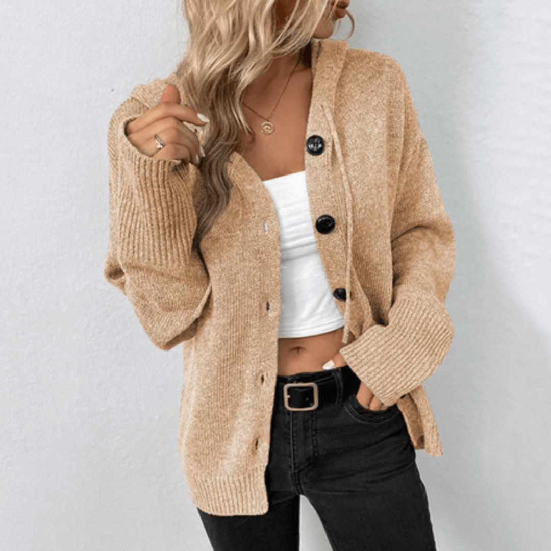 Krohn-e | Cardigan - Damen Herbst Warm Knopf-Down Cardigan