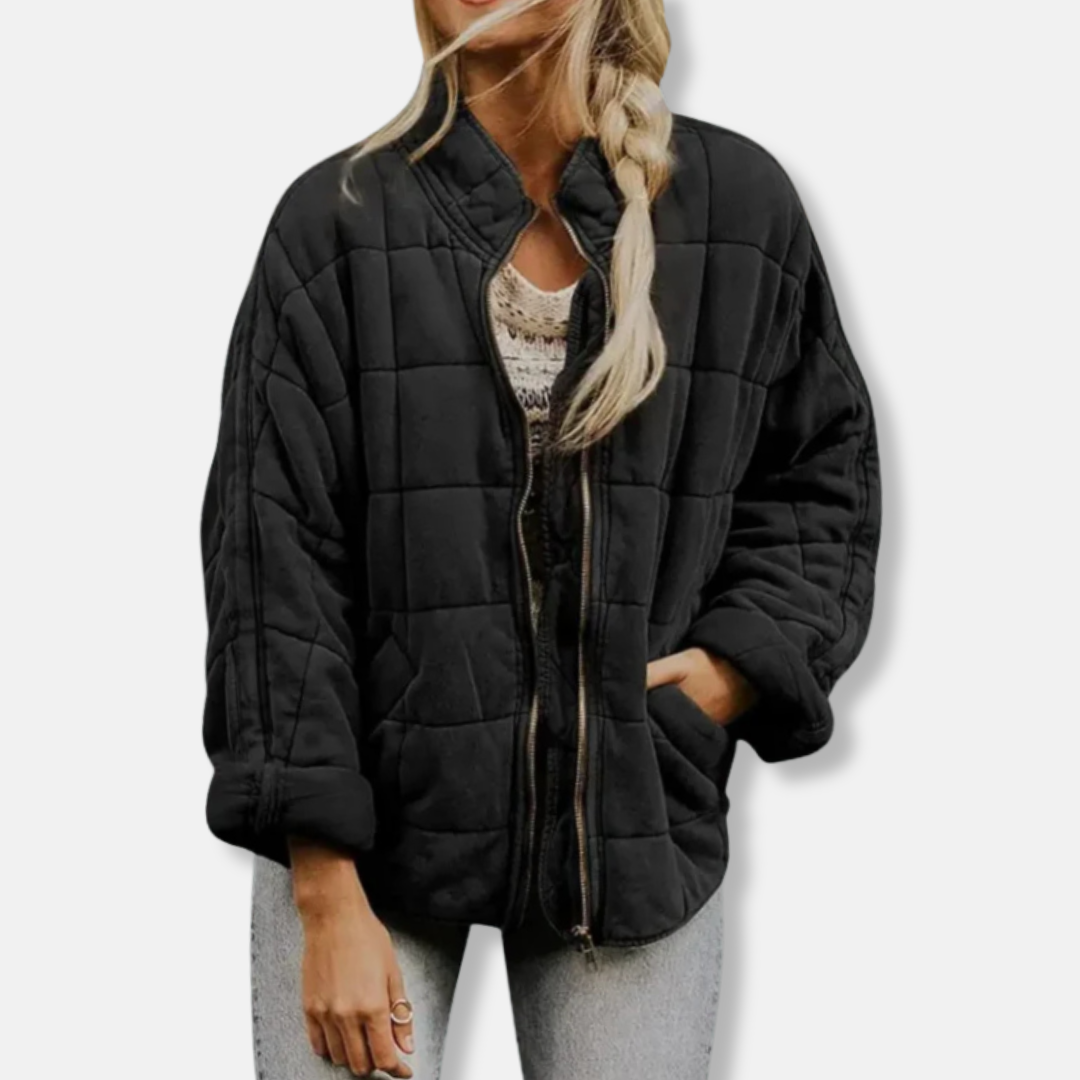 Krohn-e | Steppjacke - Oversized Fit - Stehkragen - Lange Ärmel - Reißverschlussverschluss