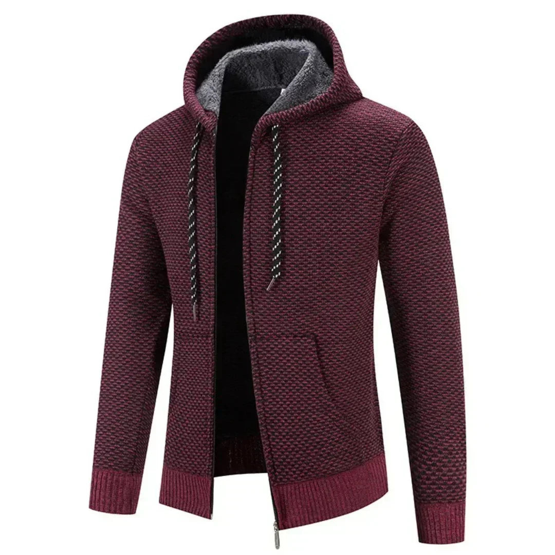 Jinno | Herren-Kapuzenjacke mit Reißverschluss und Futter für den Winter