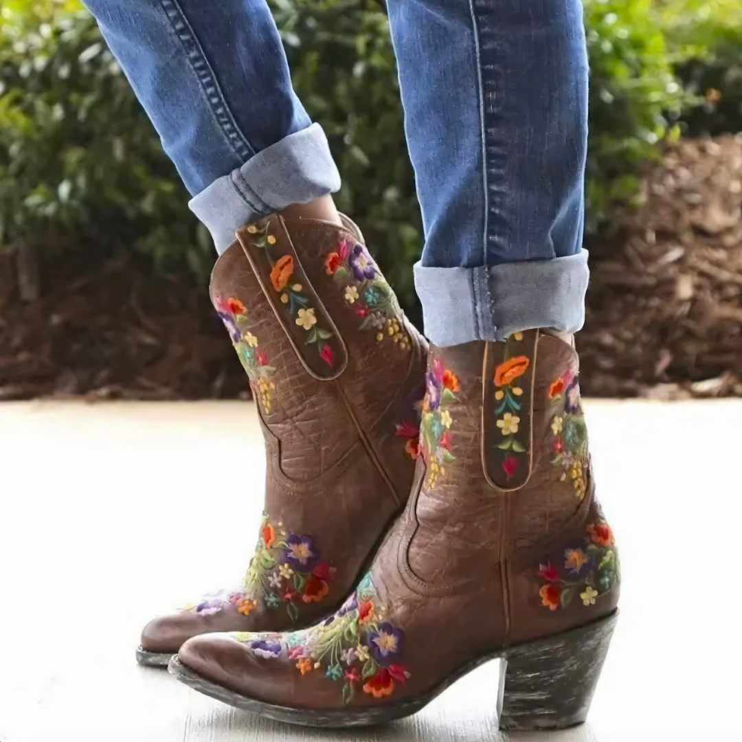 Krohn-e | Wetterfeste Cowgirl-Stiefel im Vintage-Stil