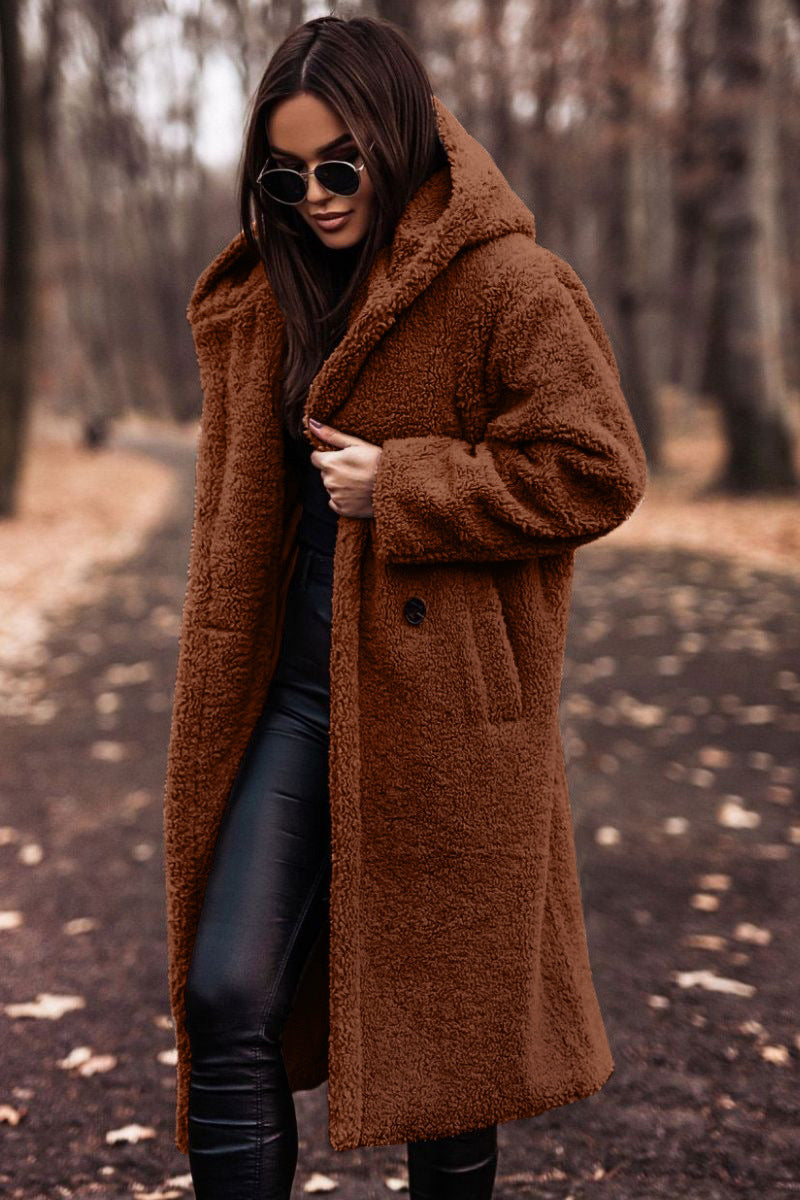 Krohn-e | Eleganter langer Plüschmantel für Damen