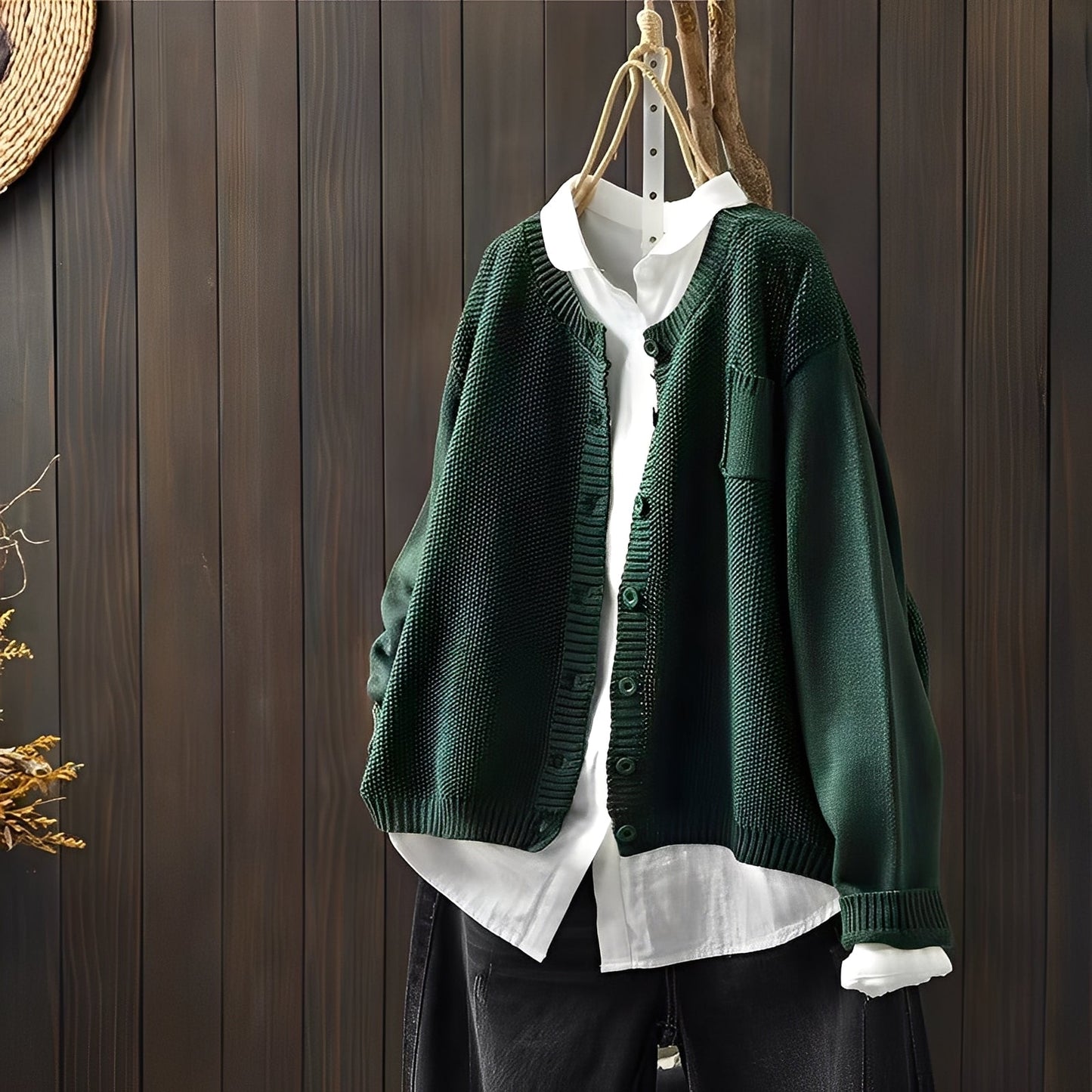 Krohn-e | Klassische, locker sitzende Strickjacke für Frauen