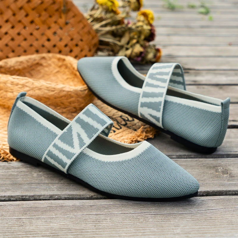 Pippa | Damen Ballerinas Spitz Mary Jane Kariert Komfort Flats