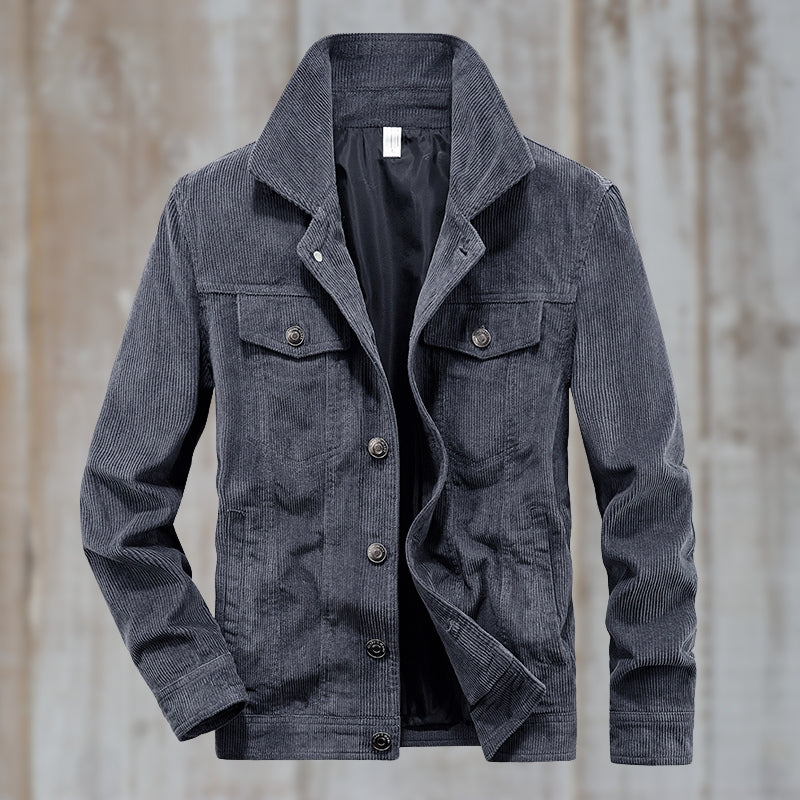 Krohn-e | Cordjacke mit Knopfverschluss Baumwollmischung Zeitloses Design