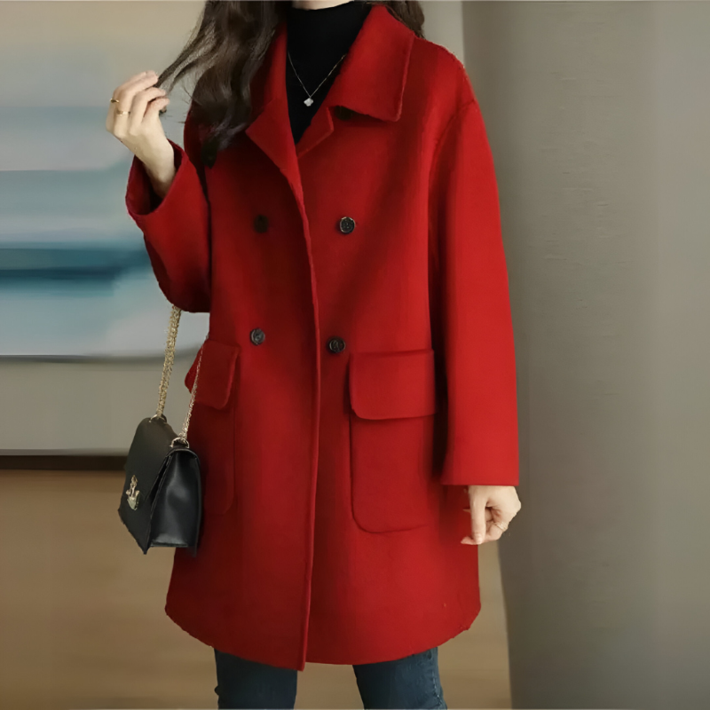 Krohn-e | Warme Damen Wolljacke mit Langer Passform und Knopfverschluss