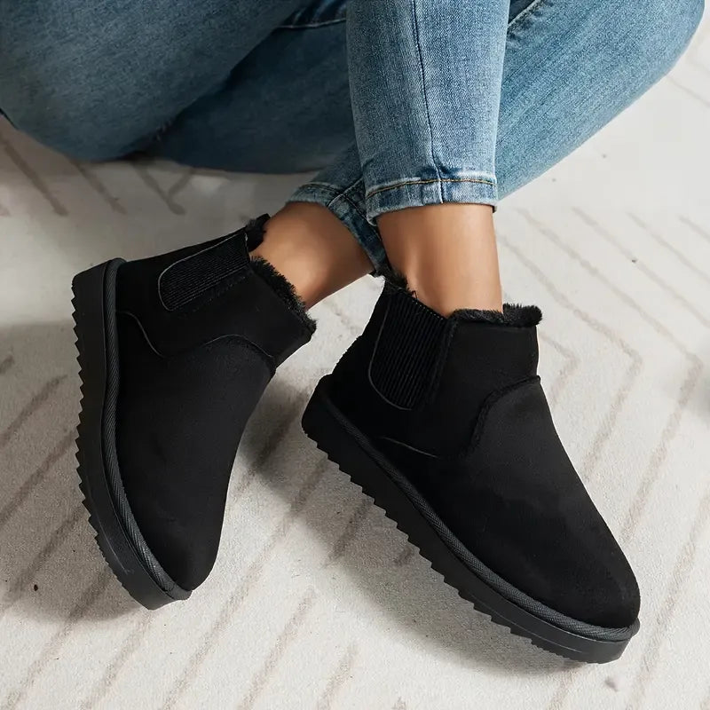 KROHN-E Damen Ankle-Boots Unifarben Vielseitiges Design Winter