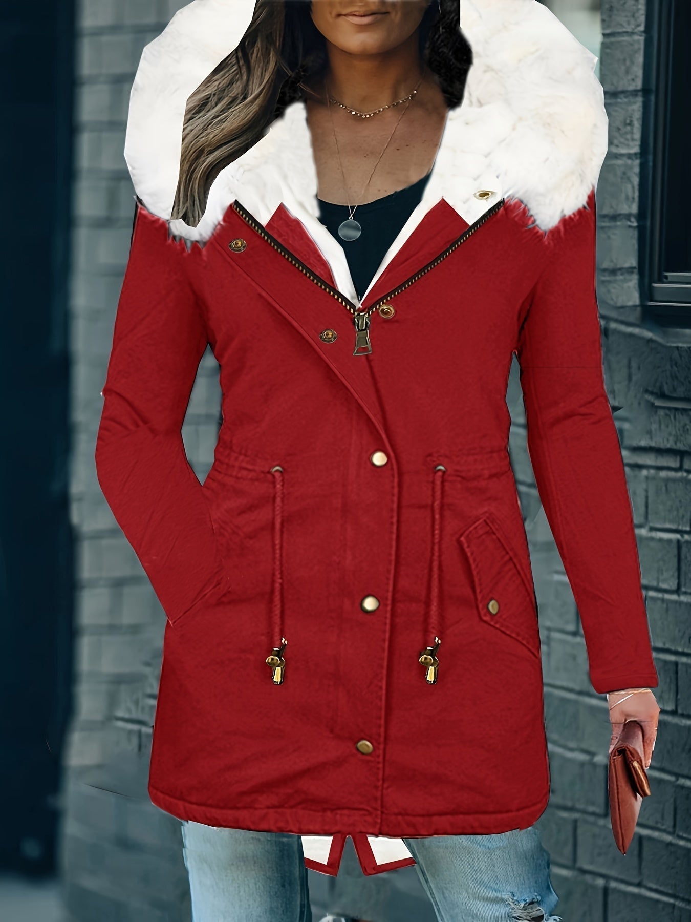 Krohn-e | Kapuzenpullover Zugkordel Parka Mantel