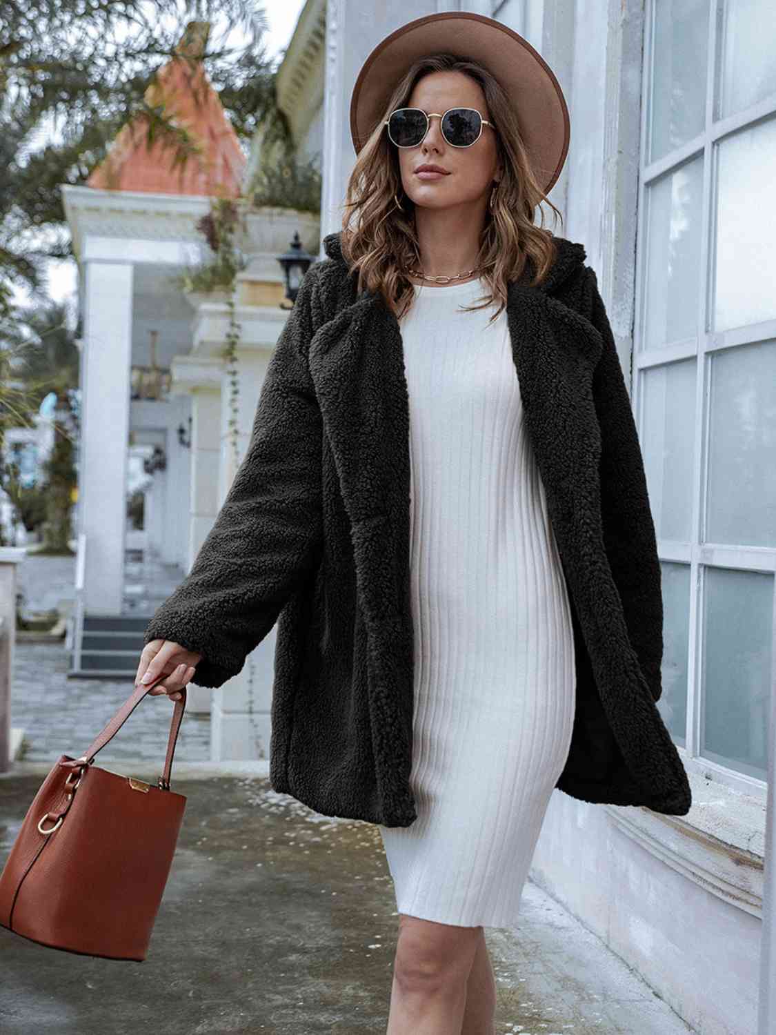 Krohn-e | Langarm Teddy Mantel mit Taschen