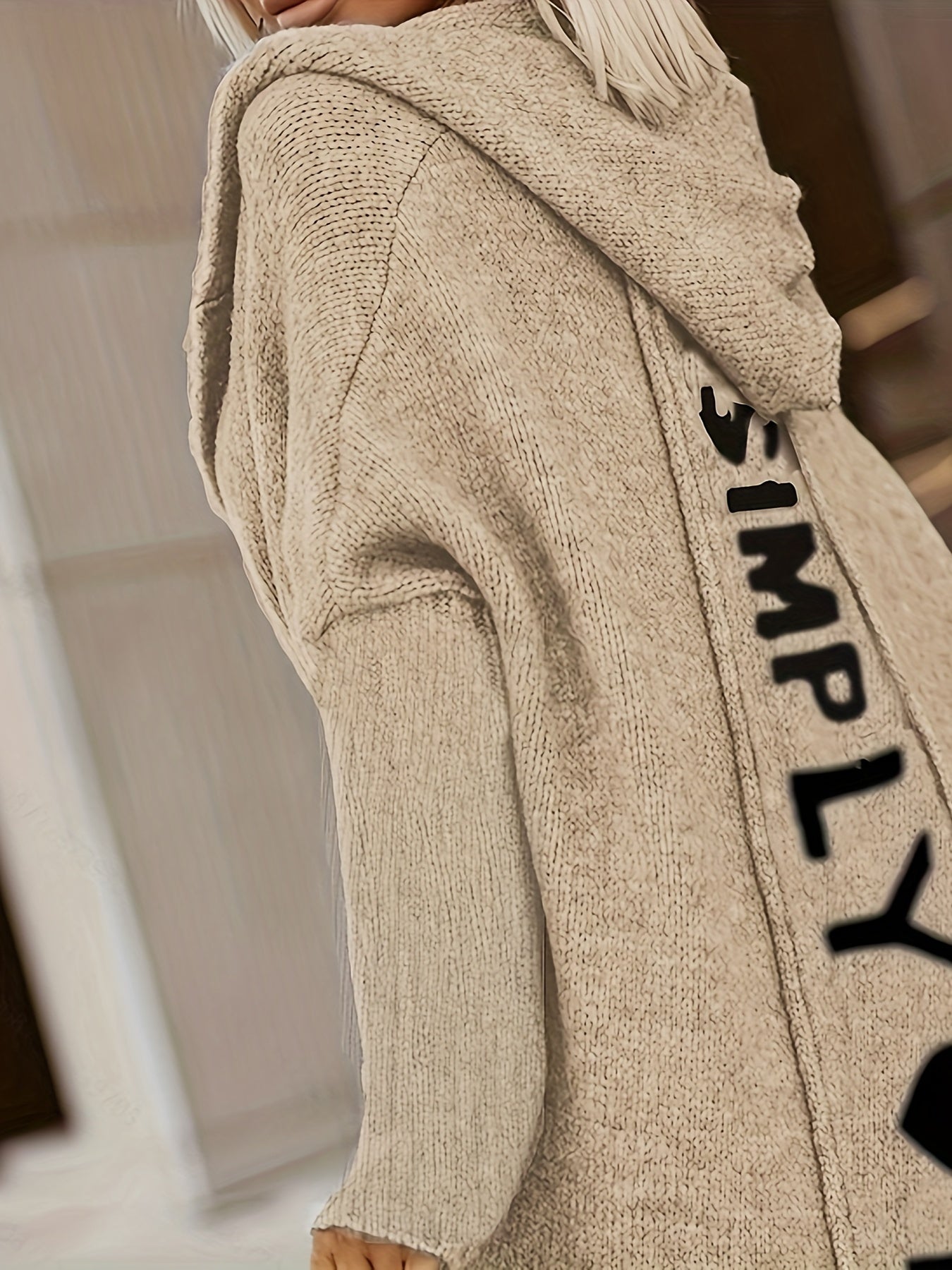 Krohn-e | Langer Strick-cardigan mit Kapuze Weich und Warm Trendy Druck