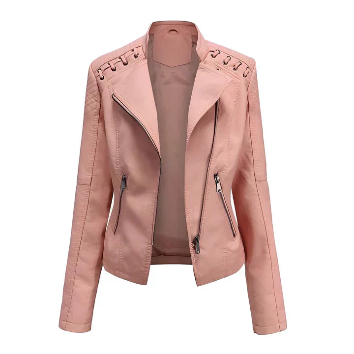 Krohn-e | Pudriges Lederjacke mit Reißverschluss